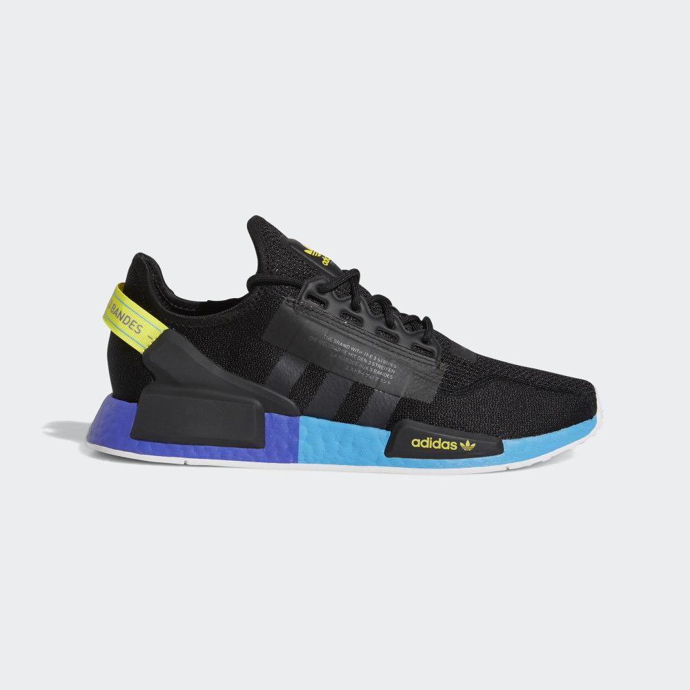 Adidas Men's NMD_R1 V2 Originals Shoes Black/Dark Grey/Yellow Ireland FX4147